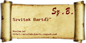 Szvitek Bartó névjegykártya